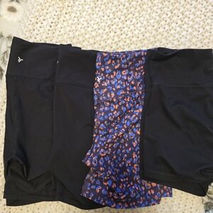 Old Navy Black Athletic Shorts with Blue and Coral Print Panel